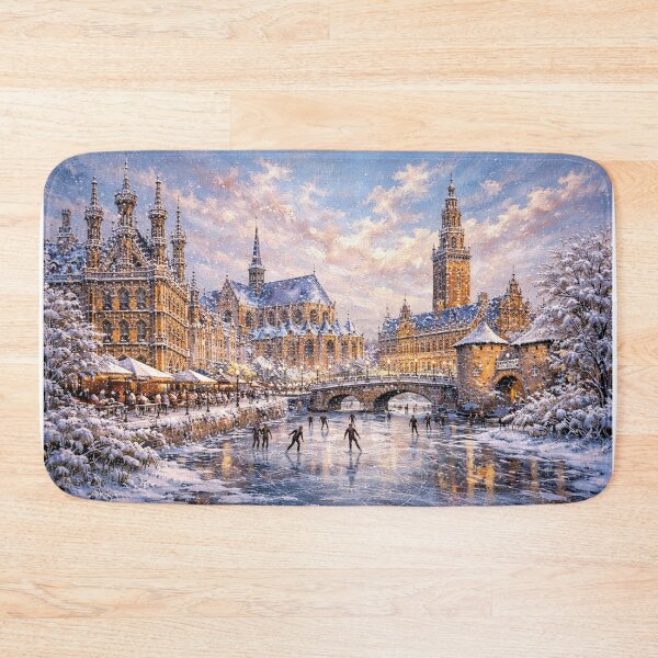 Item preview, Leuven in Belgium painting – A Winter Scene in This Beautiful European City. designed and sold by GalleryKauffeld.