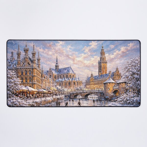 Item preview, Leuven in Belgium painting – A Winter Scene in This Beautiful European City. designed and sold by GalleryKauffeld.