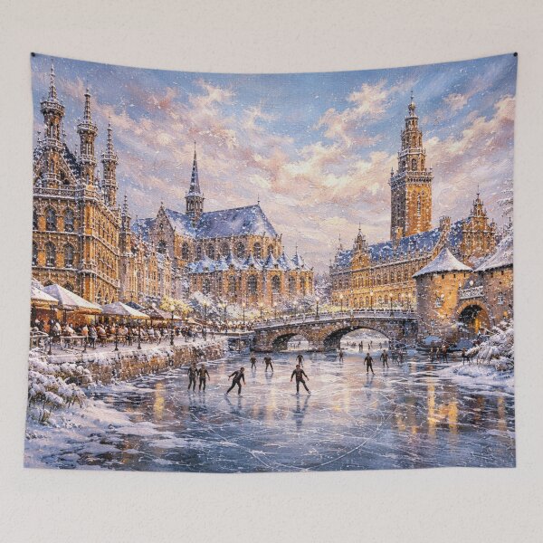 Item preview, Leuven in Belgium painting – A Winter Scene in This Beautiful European City. designed and sold by GalleryKauffeld.