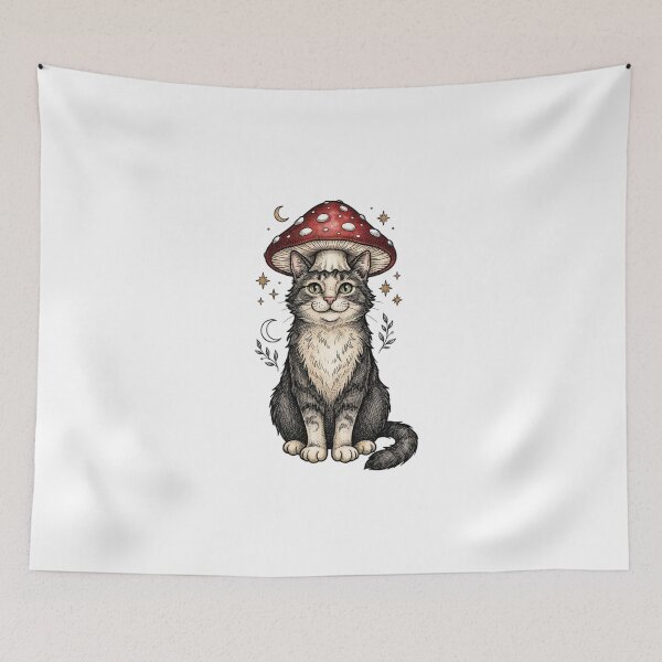Item preview, Vintage Cat with Red Mushroom designed and sold by SOUFIANE1991.