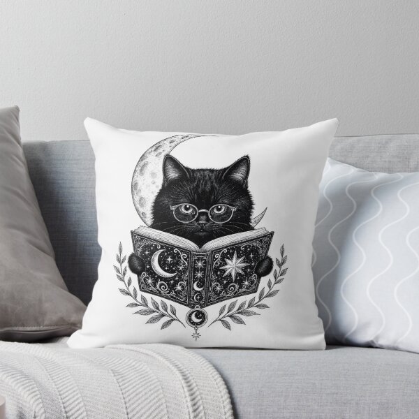 Item preview, Black Cat with Glasses Reading — Cute Book Lover Cat designed and sold by digital.stickerperso.com.