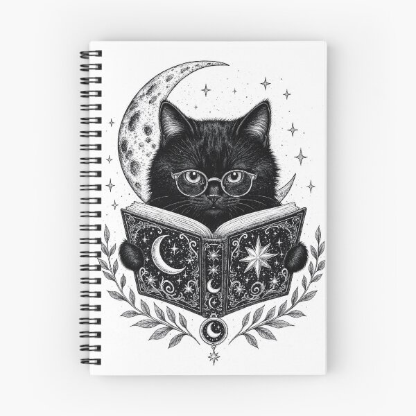 Item preview, Black Cat with Glasses Reading — Cute Book Lover Cat designed and sold by digital.stickerperso.com.
