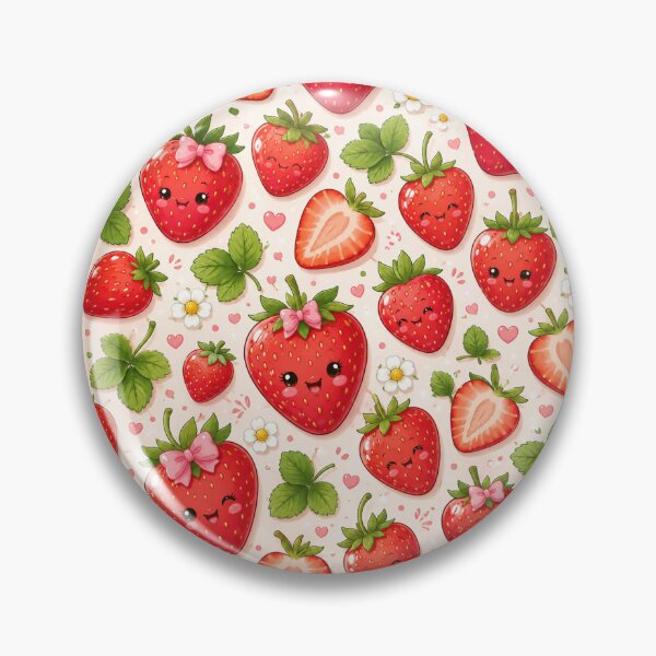 Item preview, Cute Kawaii Strawberry Pattern designed and sold by ToonyTeez.