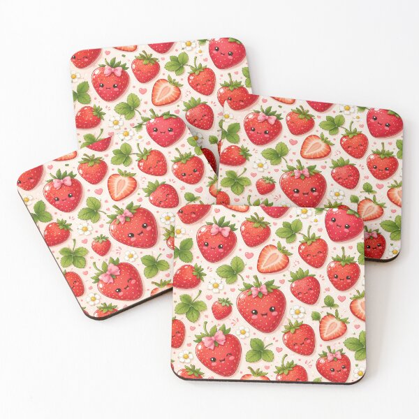 Item preview, Cute Kawaii Strawberry Pattern designed and sold by ToonyTeez.