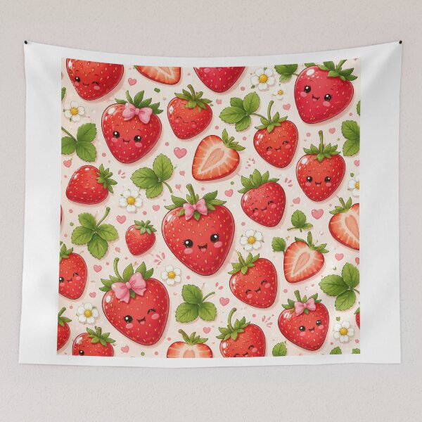 Item preview, Cute Kawaii Strawberry Pattern designed and sold by ToonyTeez.