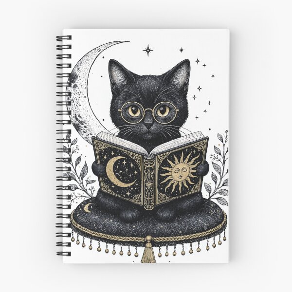Item preview, Black Cat with Glasses Reading — Cute Book Lover Cat designed and sold by digital.stickerperso.com.