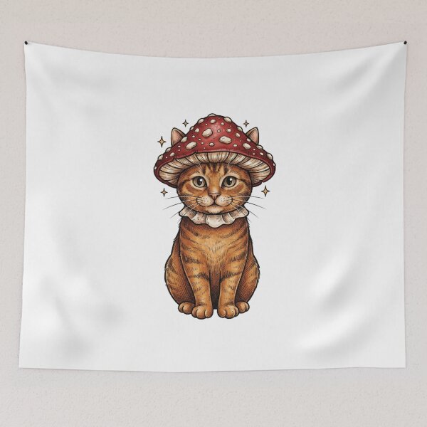 Item preview, Vintage Cat with Red Mushroom designed and sold by SOUFIANE1991.