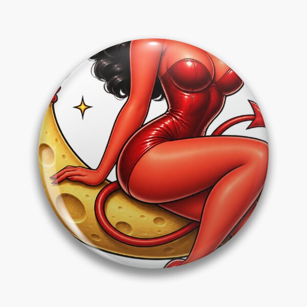 Item preview, Devil Girl on the Moon – Retro Pin-Up designed and sold by PIXEL POP DESIGNS - Beyond the Norm!.