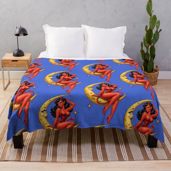 Item preview, Devil Girl on the Moon – Retro Pin-Up designed and sold by PIXEL POP DESIGNS - Beyond the Norm!.