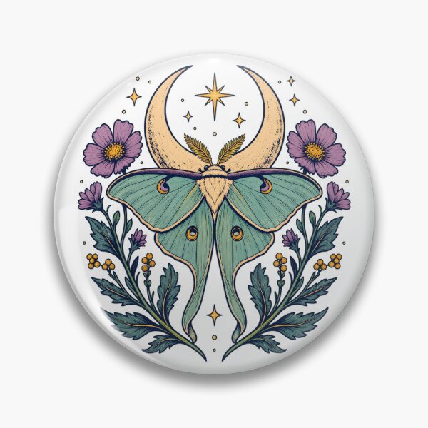 Item preview, Celestial Luna Moth and Cosmic Floral Garland Illustration designed and sold by Funny meme.