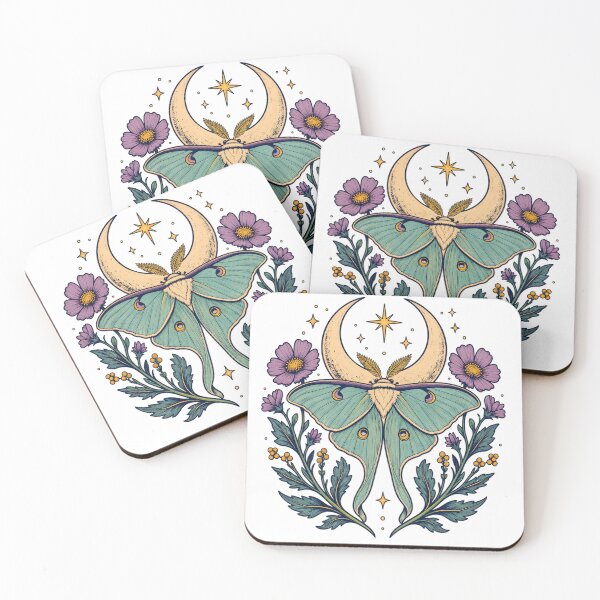 Item preview, Celestial Luna Moth and Cosmic Floral Garland Illustration designed and sold by The boys.
