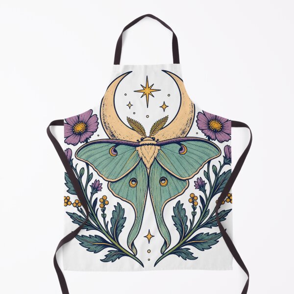 Item preview, Celestial Luna Moth and Cosmic Floral Garland Illustration designed and sold by Funny meme.