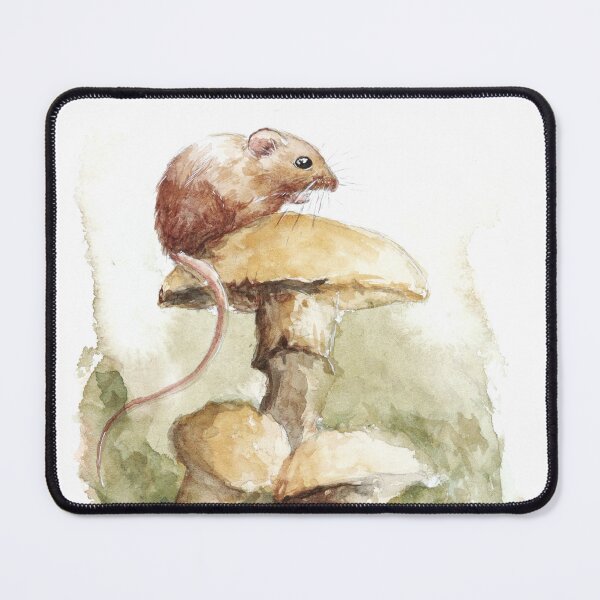Item preview, Cute Forest Mouse Mushroom Cottagecore Watercolor Art designed and sold by OnHeathAndMoor.