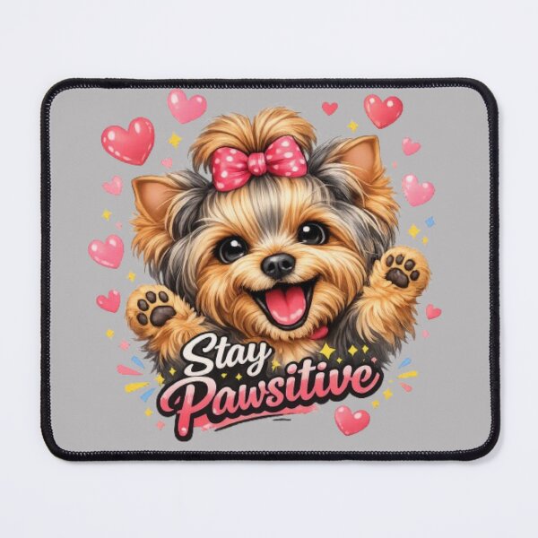 Item preview, Stay Pawsitive – Cheerful Yorkie Dog Design designed and sold by Yorkie Magic Studio .