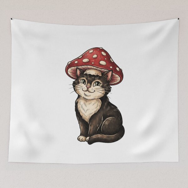 Item preview, Vintage Cat with Red Mushroom designed and sold by SOUFIANE1991.