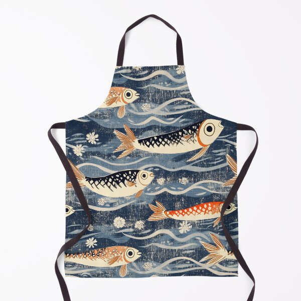 Aperçu de l'œuvre Motifs de pêche rétro amusants, mer et poissons créée et vendue par SecretDicer.