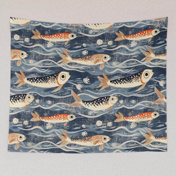 Item preview, Funny Fishing Retro Sea & Fish Pattern designed and sold by SecretDicer.