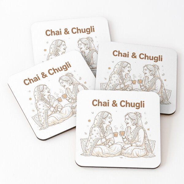 Item preview, Chai & Chugli - Funny Punjabi Women Drinking Tea Minimal Line Art designed and sold by Softlife by Harvir.