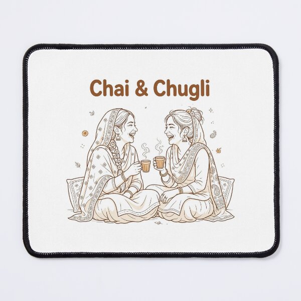 Item preview, Chai & Chugli - Funny Punjabi Women Drinking Tea Minimal Line Art designed and sold by Softlife by Harvir.