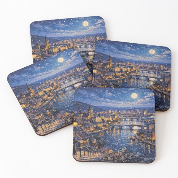 Item preview, A painting of Liège by night, Belgium – A Beautiful City in Europe. designed and sold by GalleryKauffeld.