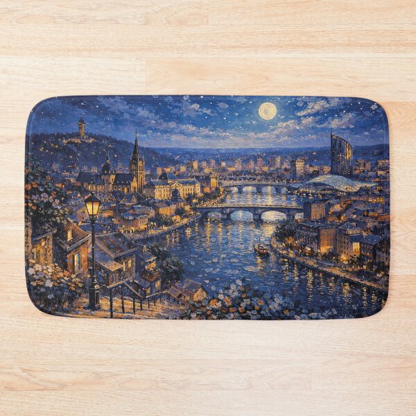 Item preview, A painting of Liège by night, Belgium – A Beautiful City in Europe. designed and sold by GalleryKauffeld.