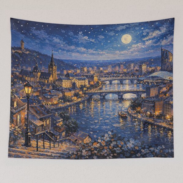 Item preview, A painting of Liège by night, Belgium – A Beautiful City in Europe. designed and sold by GalleryKauffeld.