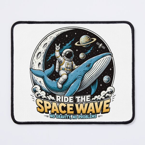 Item preview, Ride the Space Wave – Retro Astronaut Riding Whale designed and sold by DariusZD.