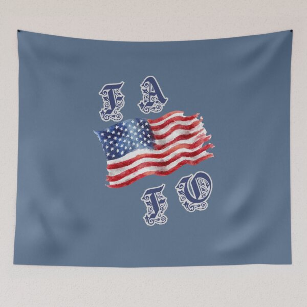 Item preview, Vintage American Flag "FA FO" Monogram - Patriotic Watercolor Design designed and sold by PoppaBear71.