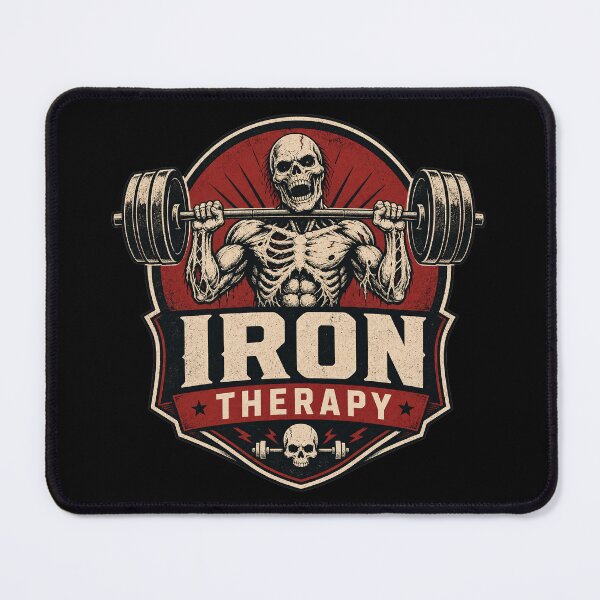 Item preview, Iron Therapy Zombie Skull - Vintage Gym Heavy Lifting Barbell designed and sold by Simon-art-land.
