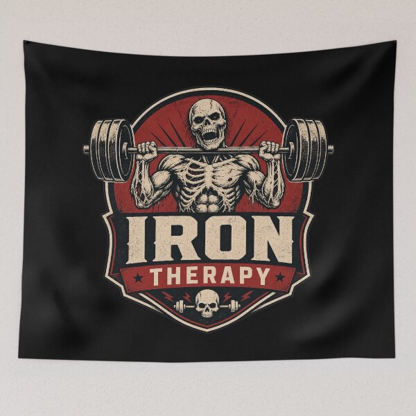Item preview, Iron Therapy Zombie Skull - Vintage Gym Heavy Lifting Barbell designed and sold by Simon-art-land.