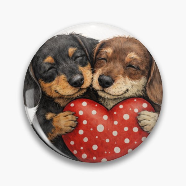 Item preview, Two Cute Dachshunds Sharing Heart – Valentine’s Day Love Illustration designed and sold by Darlin8888.