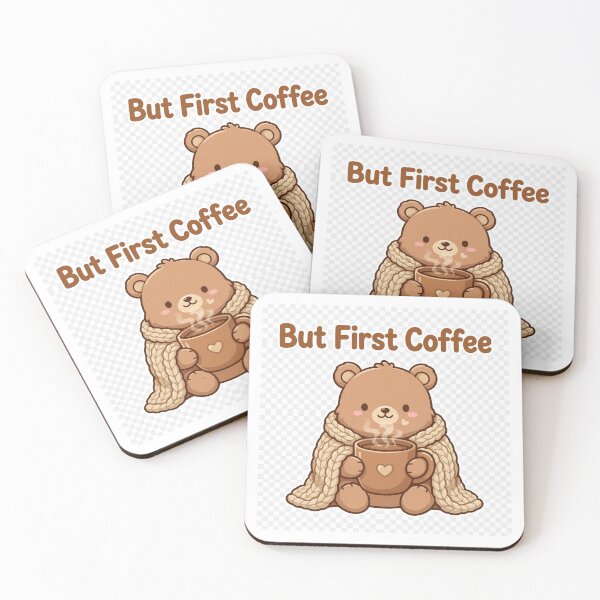 Item preview, But First Coffee - Cute Cozy Bear with Blanket Kawaii Animal designed and sold by Softlife by Harvir.