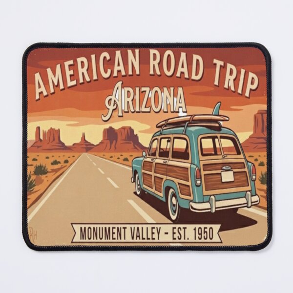 Item preview, Monument Valley Woody Wagon Arizona Road Trip Vintage Art designed and sold by Normandy Road Heritage™ - Vintage Garage Art.