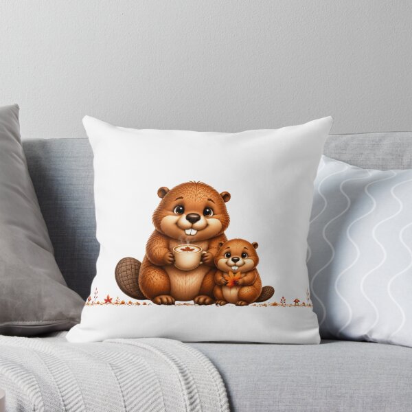 Item preview, Cozy Autumn Beaver Mom & Baby – Cute Fall Coffee Design designed and sold by HO•Designs.
