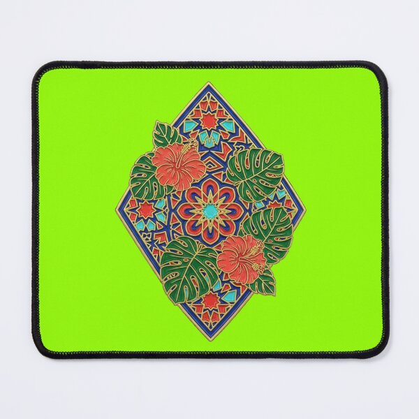 Item preview, Geometric Tropical Mosaic Pin - Botanical Diamond Badge Art designed and sold by Dzblack.