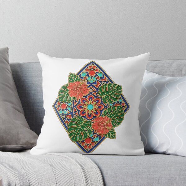 Item preview, Geometric Tropical Mosaic Pin - Botanical Diamond Badge Art designed and sold by Dzblack.