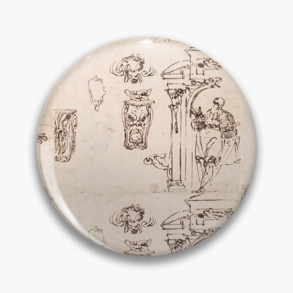 Item preview, Renaissance Architectural Studies with Grotesque Masks designed and sold by artofuniverse.