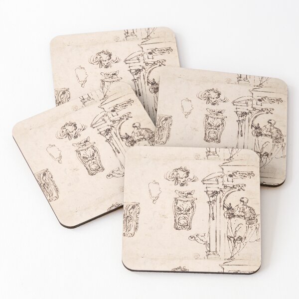 Item preview, Renaissance Architectural Studies with Grotesque Masks designed and sold by artofuniverse.