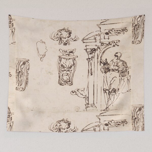 Item preview, Renaissance Architectural Studies with Grotesque Masks designed and sold by artofuniverse.