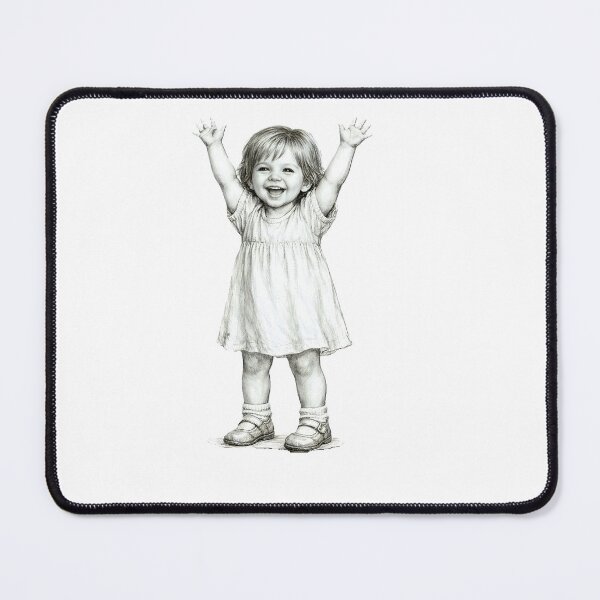 Item preview, Vintage Sketch Happy Little Girl Art designed and sold by AmirArtisanVibe.