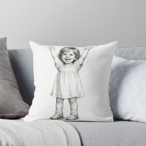 Item preview, Vintage Sketch Happy Little Girl Art designed and sold by AmirArtisanVibe.