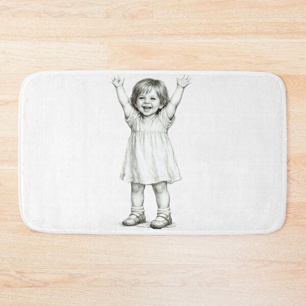 Item preview, Vintage Sketch Happy Little Girl Art designed and sold by AmirArtisanVibe.