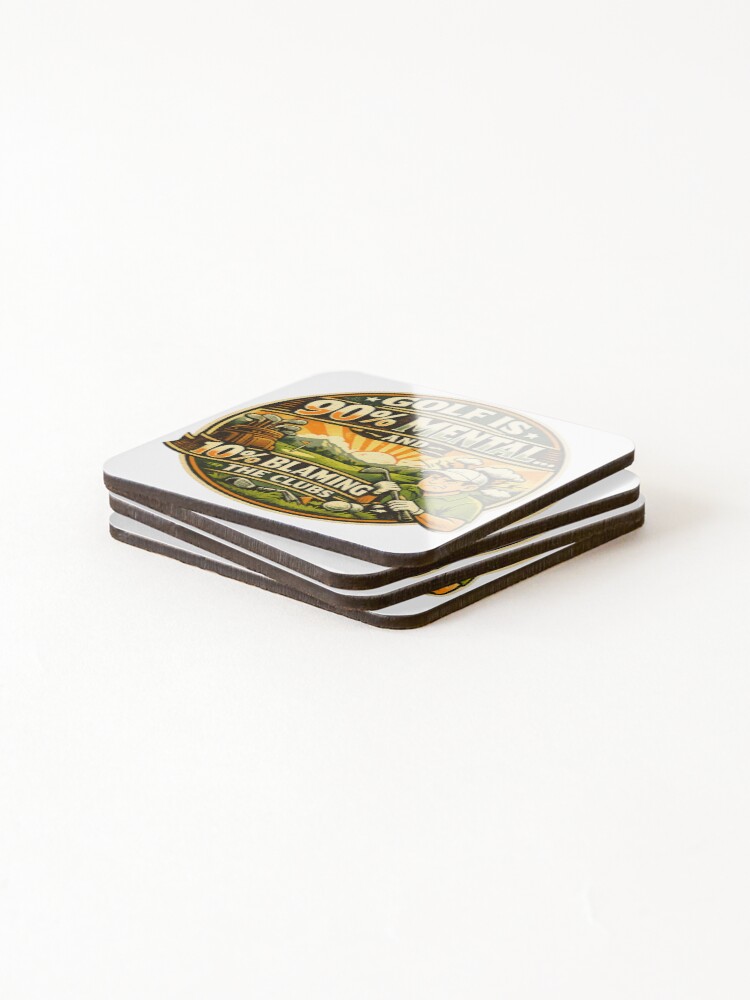 Thumbnail 4 of 5, Coasters (Set of 4), Golf Mental Game Humour Design designed and sold by RMBPrintStudio.