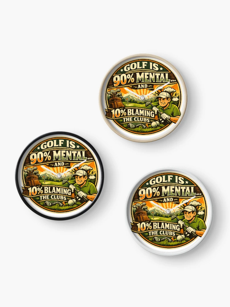 Thumbnail 3 of 4, Clock, Golf Mental Game Humour Design designed and sold by RMBPrintStudio.