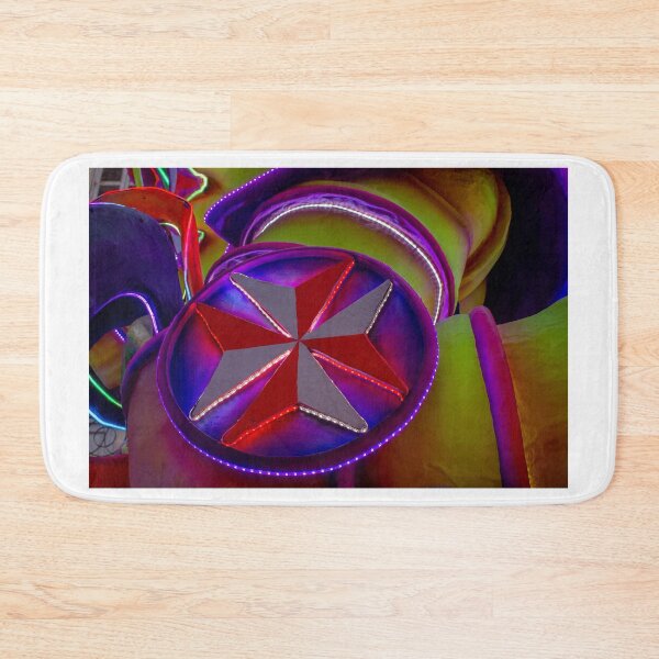 Item preview, Neon Carnival Star Emblem On Colorful Parade Float Illuminated At Night designed and sold by Nmallia.