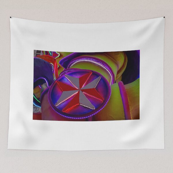 Item preview, Neon Carnival Star Emblem On Colorful Parade Float Illuminated At Night designed and sold by Nmallia.