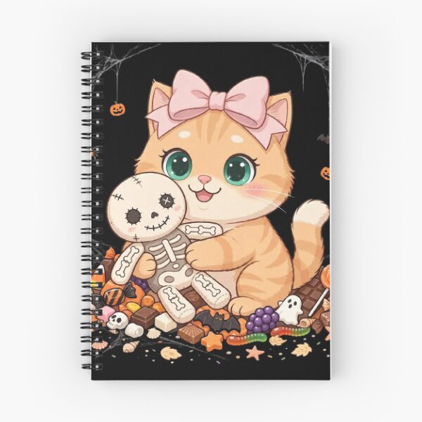 Item preview, Cute Halloween Skeleton Doll Cat Candy Corn designed and sold by Moody Vibes Studio.