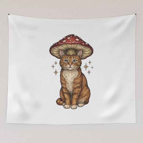 Item preview, Vintage Cat with Red Mushroom  designed and sold by SOUFIANE1991.
