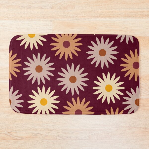Item preview, Retro Floral Daisies in Warm Earth Tone Burgundy designed and sold by MiaBellaGirl.