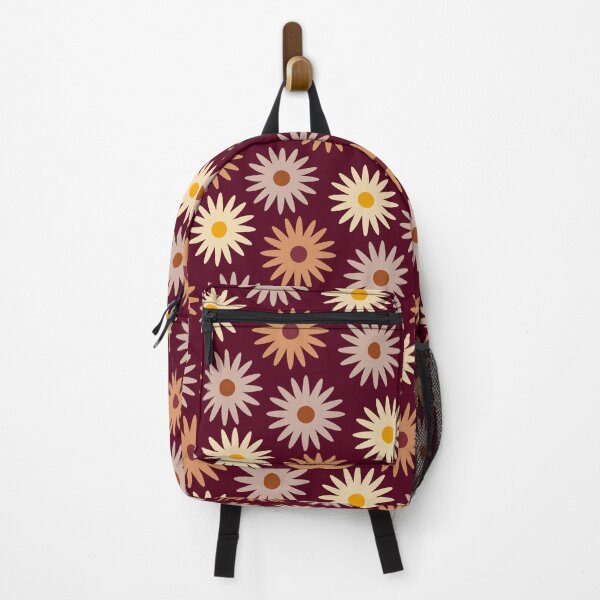 Item preview, Retro Floral Daisies in Warm Earth Tone Burgundy designed and sold by MiaBellaGirl.